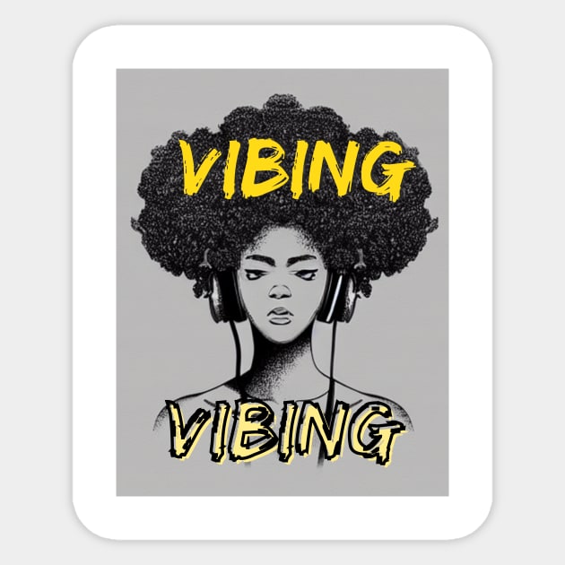 Vibing Retro Yellow Sticker by StrikerTees